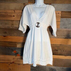 Blanco Boho Beachwear Mini Dress White Sz. S